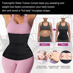 img 2 attached to 👗 TrainingGirl Women's Waist Trainer Corset Sauna Workout Trimmer Belt for Tummy Control, Sweat & Belly Band Slimming Body Shaper