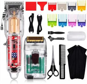 img 4 attached to Roziahome Men'S Hair Clippers & Foil Shaver - Professional Barber Kit With Electric Razor - Cordless Rechargeable Beard Trimmer And Hair Cutting Machine (Transparent)