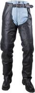 🏍️ premium motorcycle leather chaps for men - biker riding cowboy chaps in black, multi-pocket design with zipout liner logo