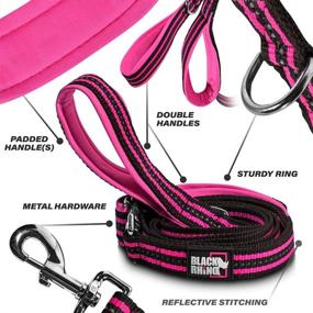 img 3 attached to 🐾 Black Rhino Double Handle Reflective Dog Leash - Heavy Duty, 5ft Long Leashes for Medium & Large Dogs - Two Traffic Padded Comfort Handles for Safety Control Training - (5 Ft, Pink/Black)