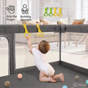 img 1 attached to 👶 UANLAUO Baby Playpen: Large Sturdy Play Pen with Anti-Slip Base & Soft Breathable Mesh - Safe Infant Safety Activity Center (71x59 in)