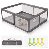 👶 uanlauo baby playpen: large sturdy play pen with anti-slip base & soft breathable mesh - safe infant safety activity center (71x59 in) logo