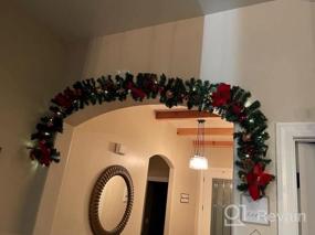 img 5 attached to 9FT Christmas Garland With Poinsettia And Lights, Pine Cones, Berry Clusters, Timer 8 Mode Artificial Xmas Decorations For Door, Mantle, Fireplace, Window, Stairs Holiday