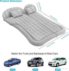 img 3 attached to 🚗 Gray Portable Car Air Mattress for Camping Sleeping Travel - Universal SUV Blow Up Bed with 2 Air Pillows, Electric Pump and Filler for Back Seat