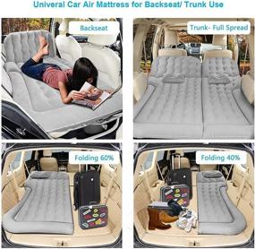 img 2 attached to 🚗 Gray Portable Car Air Mattress for Camping Sleeping Travel - Universal SUV Blow Up Bed with 2 Air Pillows, Electric Pump and Filler for Back Seat