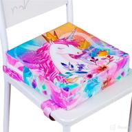 🦄 portable unicorn pink booster seat for dining table - adjustable child chair cushion for toddler kids, dismountable highchair booster with increased height logo