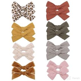 img 4 attached to 🎀 16PCS Baby Girl Hair Bows Clips in 8 Colors, 3.1-3.4 Inches in Pairs - Barrettes Fully Lined Alligator Clip Hair Accessories for Little Girls, Toddler, Infants, Kids, and Teens - Perfect Gifts