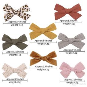 img 3 attached to 🎀 16PCS Baby Girl Hair Bows Clips in 8 Colors, 3.1-3.4 Inches in Pairs - Barrettes Fully Lined Alligator Clip Hair Accessories for Little Girls, Toddler, Infants, Kids, and Teens - Perfect Gifts