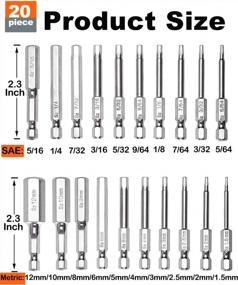 img 3 attached to Rocaris 20-Piece Magnetic Allen Wrench Drill Bit Set (10 Metric & 10 SAE) With 1/4" Quick Release Shank - 2.3 Inch Length For Improved Search Engine Visibility