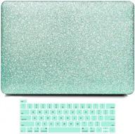 💚 b belk macbook air 13 inch case 2010-2017 a1466 a1369, sparkly mint green pu leather hard shell + keyboard cover logo