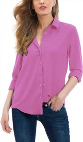 img 4 attached to Women'S Professional Button Down Shirts: Tsher 5005 Loose Long Sleeve Blouse Tops.