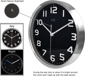 img 2 attached to Keep Time In Silence: 12 Inch HITO Wall Clock With Smart Nightlight And Brightness Adjustability