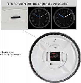 img 1 attached to Keep Time In Silence: 12 Inch HITO Wall Clock With Smart Nightlight And Brightness Adjustability