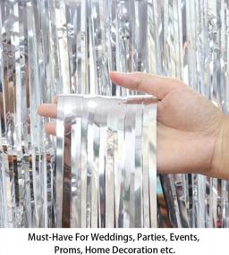 img 1 attached to 6FTX8FT Silver Metallic Foil Tinsel Party Backdrop Curtains (Pack Of 2) For Door/Window Decoration