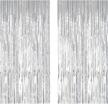 6ftx8ft silver metallic foil tinsel party backdrop curtains (pack of 2) for door/window decoration logo