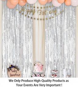 img 3 attached to 6FTX8FT Silver Metallic Foil Tinsel Party Backdrop Curtains (Pack Of 2) For Door/Window Decoration