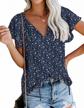 simplefun women's boho tops floral v neck short sleeve summer blouse shirts logo