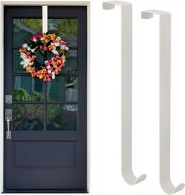 img 4 attached to Белая металлическая дверная вешалка для венка для входной двери - сверхмощный дверной крючок для рождественских украшений на День Благодарения (2 шт.)