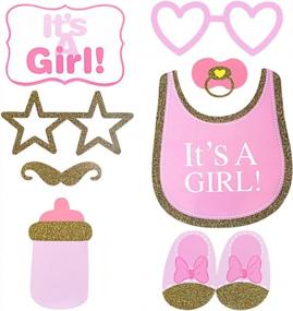 img 1 attached to 29-Piece Pink Baby Shower Photo Props Set - Baby Bottle Masks And Newborn Girl Photobooth Props For Party Decorations And Gifts By Tinksky