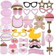 29-piece pink baby shower photo props set - baby bottle masks and newborn girl photobooth props for party decorations and gifts by tinksky logo