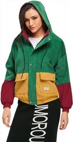 img 3 attached to Women'S Raglan Sleeve Drop Shoulder Color Block Corduroy Hooded Jacket By ZAFUL