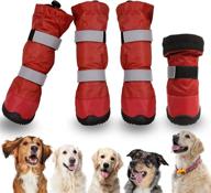 sunfura dog rain boots with fleece lining - waterproof, skid-proof medium to large dog shoes 🐾 | reflective straps, rugged sole | pet snow booties for winter paw protection | outdoor running, hiking логотип