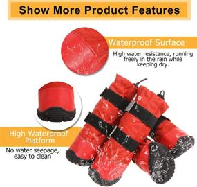 img 1 attached to SUNFURA Dog Rain Boots with Fleece Lining - Waterproof, Skid-Proof Medium to Large Dog Shoes 🐾 | Reflective Straps, Rugged Sole | Pet Snow Booties for Winter Paw Protection | Outdoor Running, Hiking