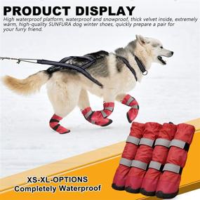 img 3 attached to SUNFURA Dog Rain Boots with Fleece Lining - Waterproof, Skid-Proof Medium to Large Dog Shoes 🐾 | Reflective Straps, Rugged Sole | Pet Snow Booties for Winter Paw Protection | Outdoor Running, Hiking