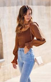 img 1 attached to Sexy Off Shoulder Slim Knit Blouse: Angashion Women'S Fall Tops Long Sleeve Square Neck
