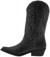 women's 18" faux leather western cowboy boots with traditional embroidery logo