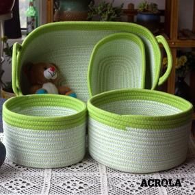 img 1 attached to 🧺 Acrola 4-Pack Green Cotton Rope Woven Decorative Storage Baskets - Premium Quality Storage Solution