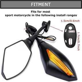 img 3 attached to PSLER LED Turn Signal Light Rear View Mirrors For Most Sports Motorcycle(Matte Black)