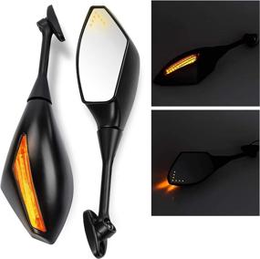 img 2 attached to PSLER LED Turn Signal Light Rear View Mirrors For Most Sports Motorcycle(Matte Black)