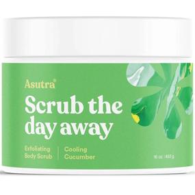 img 4 attached to ASUTRA Dead Sea Salt Body Scrub Exfoliator (Cooling Cucumber), NEW BIGGER 16 Oz Size Ultra Hydrating, Gentle, & Moisturizing Coconut, Cucumber, And Peppermint Oils Includes Wooden Spoon