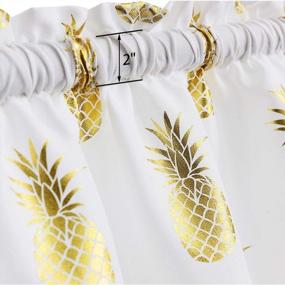 img 3 attached to Add A Golden Touch To Your Kitchen And Bathroom Windows With OREMILA Tier Curtains: 2 Pack Of 27"X24" Metallic Print Golden Pineapples With Rod Pockets
