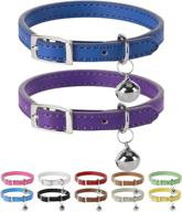 🐱 pupteck leather cat collars with bells - 2 pack soft padded pet safety collar for small dogs cats and kittens логотип