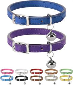 img 4 attached to 🐱 PUPTECK Leather Cat Collars with Bells - 2 Pack Soft Padded Pet Safety Collar for Small Dogs Cats and Kittens