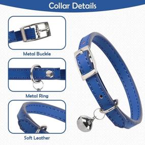 img 2 attached to 🐱 PUPTECK Leather Cat Collars with Bells - 2 Pack Soft Padded Pet Safety Collar for Small Dogs Cats and Kittens