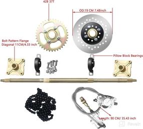 img 1 attached to Go Kart Quad Drift Trike Rear Axle Shaft Kit 815mm with Brake Assembly Sprocket by Kinbelle