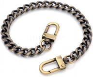bronze metal flat curb chain handle handbag strap - 8 inch purse chain replacement for clutches, cosmetic bags and mini pochettes - by craftmemore ir-8l logo