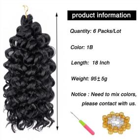 img 3 attached to Ocean Wave Crochet Hair - 6Packs Of 18 Inch Hawaii Curl #1B For Black Women, Deep Twist Crochet Braids And Curly Braiding Hair