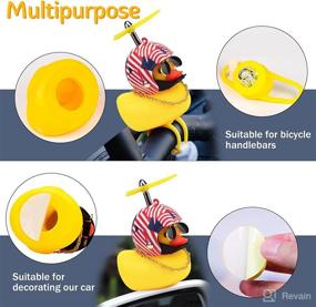 img 2 attached to 🦆 Yellow Duck Car Dashboard Decorations with Propeller Helmet - Squeeze Duck Bicycle Horns & Wonuu Rubber Duck Toy Car Ornaments