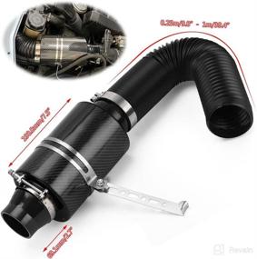 img 2 attached to Universal 3-inch Racing Carbon Fiber Cold Air 🏎️ Intake Kit with Air Filter Box - No Fan Included