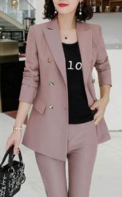img 3 attached to Elegant Business Look: LISUEYNE Women'S 2 Piece Striped Suit Set With Long Sleeve Blazer And Work Pants Outfit.
