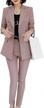 elegant business look: lisueyne women's 2 piece striped suit set with long sleeve blazer and work pants outfit. logo