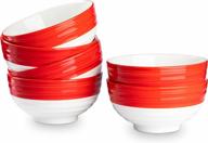 универсальный и праздничный красный набор хлопьев lauchuh для супа, салата и рамена - набор из 6 штабелируемых мисок для рождества и повседневного использования логотип