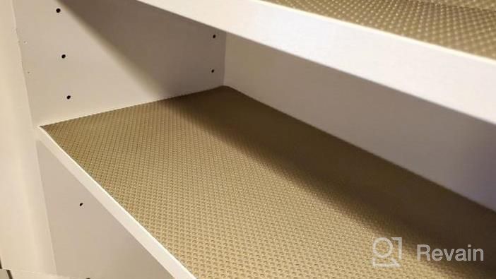 img 1 attached to 12 X 96 Inch PABUSIOR Shelf Liner Non-Adhesive Drawer Mat - Waterproof, Washable Cabinet & Refrigerator Liners For Glass Shelves review by Kevin Farmer