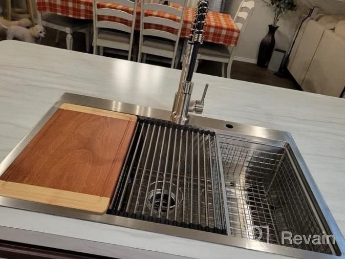 img 1 attached to Upgrade Your Kitchen With VASOYO'S 28-Inch Drop In Workstation – Stainless Steel Sink With Cutting Board And Ledge review by Larkeese Casiano
