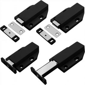 img 4 attached to Jiayi Magnetic Push Latch - Heavy Duty 4 Pack Touch Latches For Large Doors & Kitchen Drawers - Pop Out Release Catch For Cabinets - Black Finish