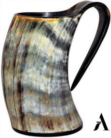 img 2 attached to AnNafi® Genuine Viking Drinking Horn Mugs - Handcrafted Natural Horn Tankard For Beer, Wine, Mead Drinks | Game Of Thrones Collection (PlainMulti, 4) Decorative Handmade Mug